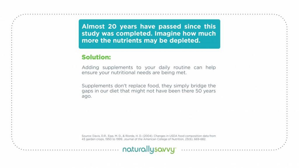 supplement to make up for lower nutritional content of food